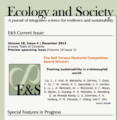 Ecology and Society 2013 Best paper